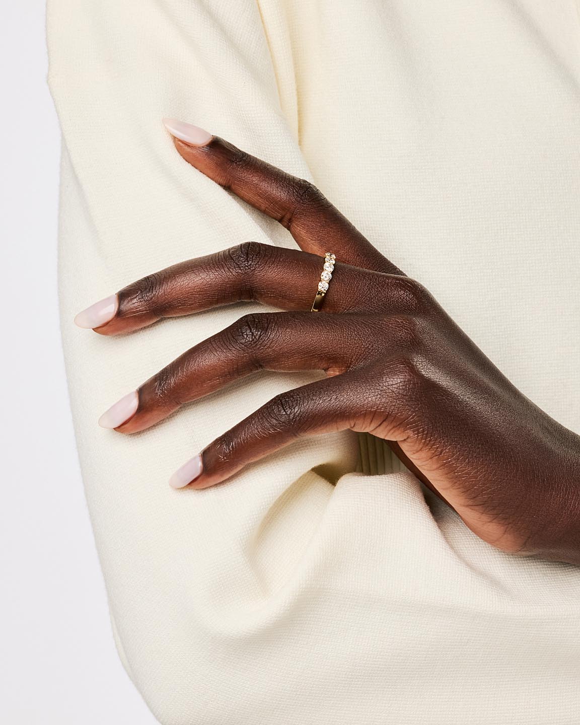 18K gold-plated - Half Eternity Diamond Ring (1.25 ctw) by MAVERA