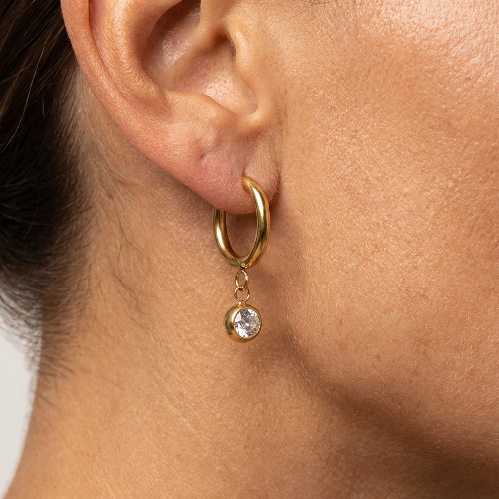 Birthstone Diamond Hoops