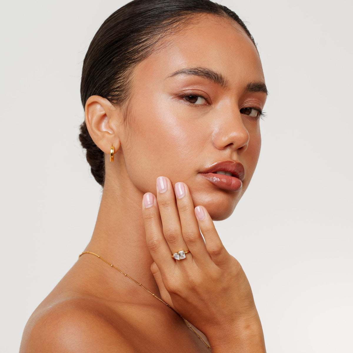 Bold Huggie Hoops Front View