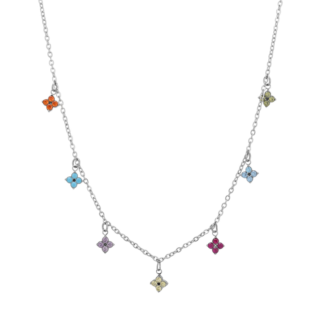 Colorful Flower Charms Necklace