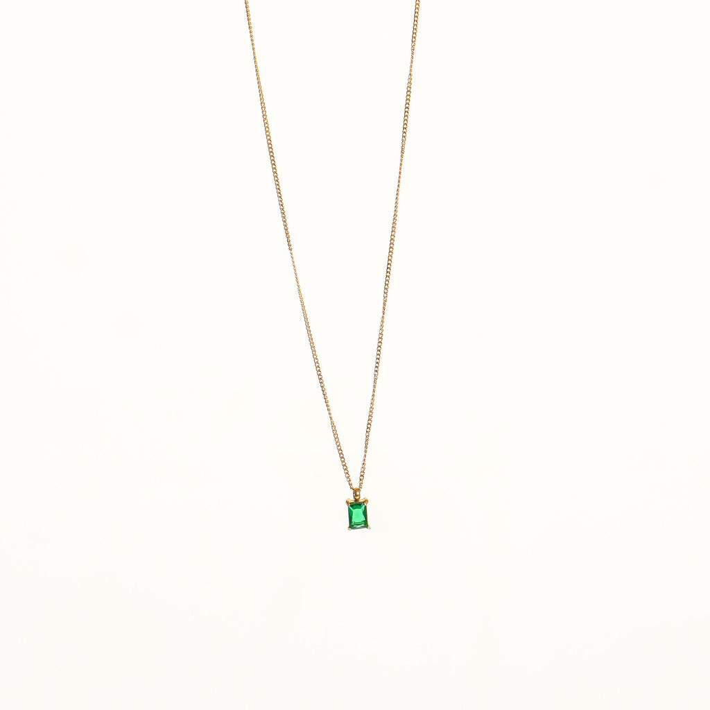 Emerald Gold Necklace White Background
