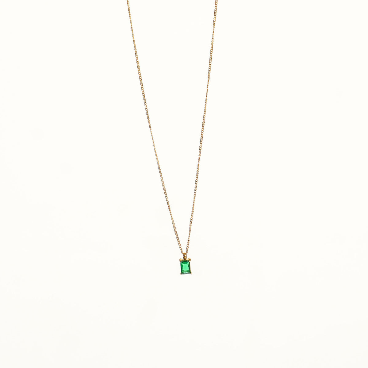 Emerald Gold Necklace White Background