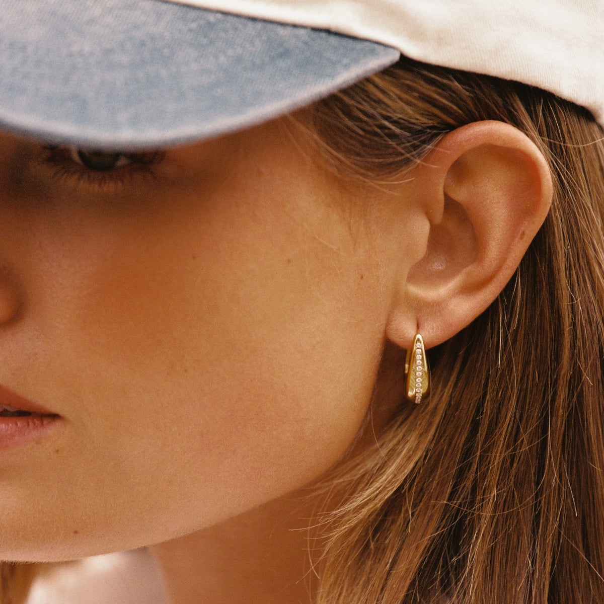 Gold Crystal Hoops