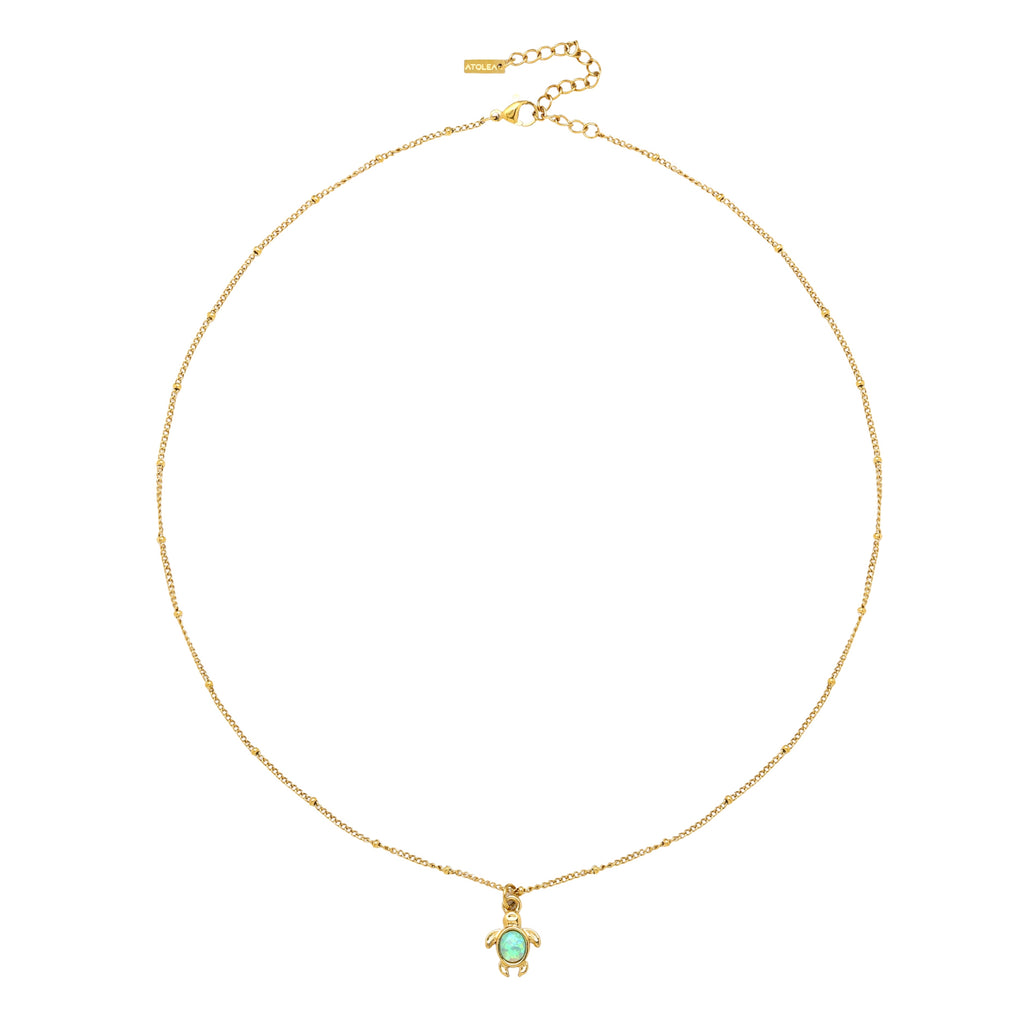 Gold Opal Turtle Necklace