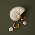 Gold Pearl Hoops