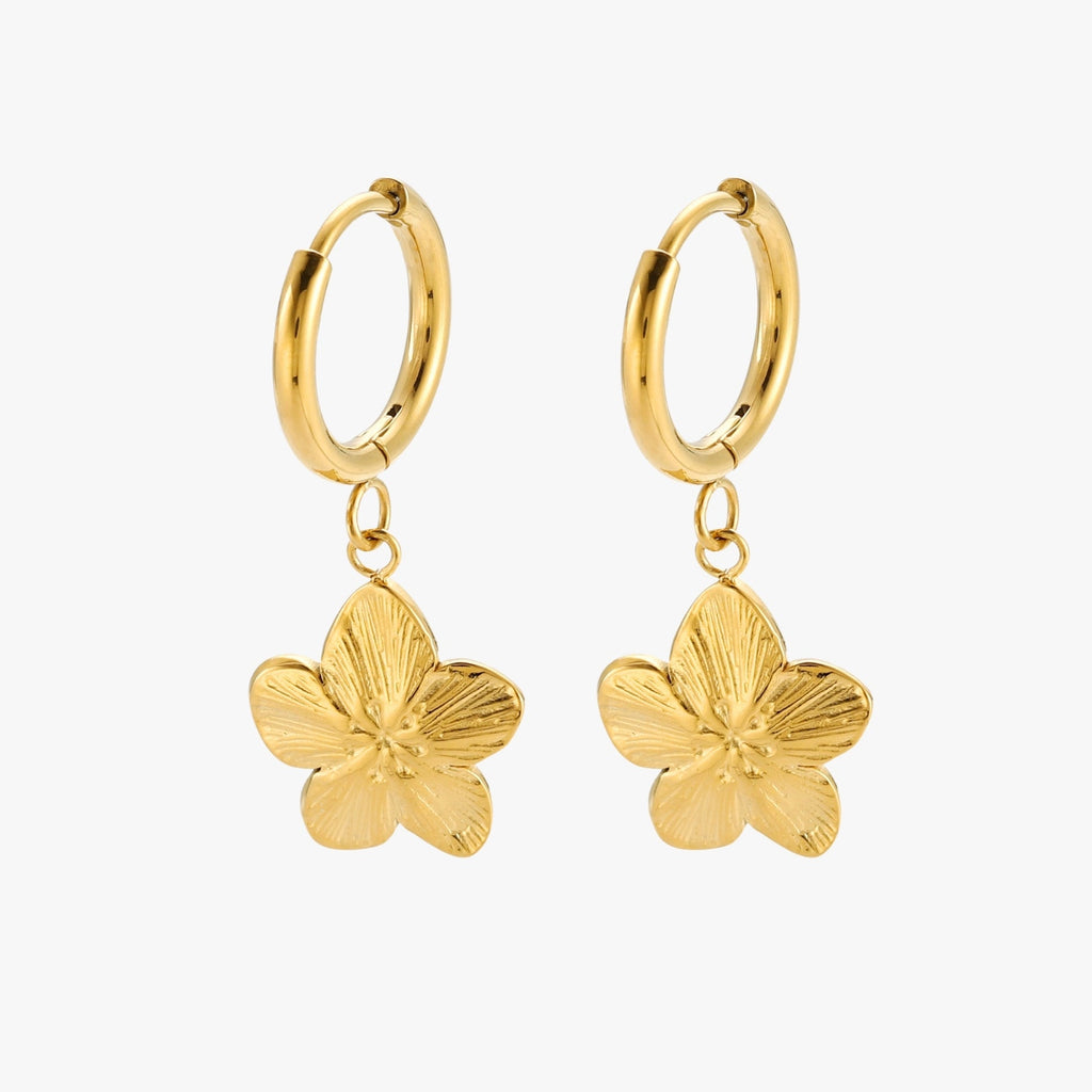 Gold Sakura Hoops
