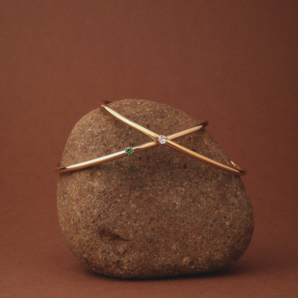 Gold Single Stone Cuff