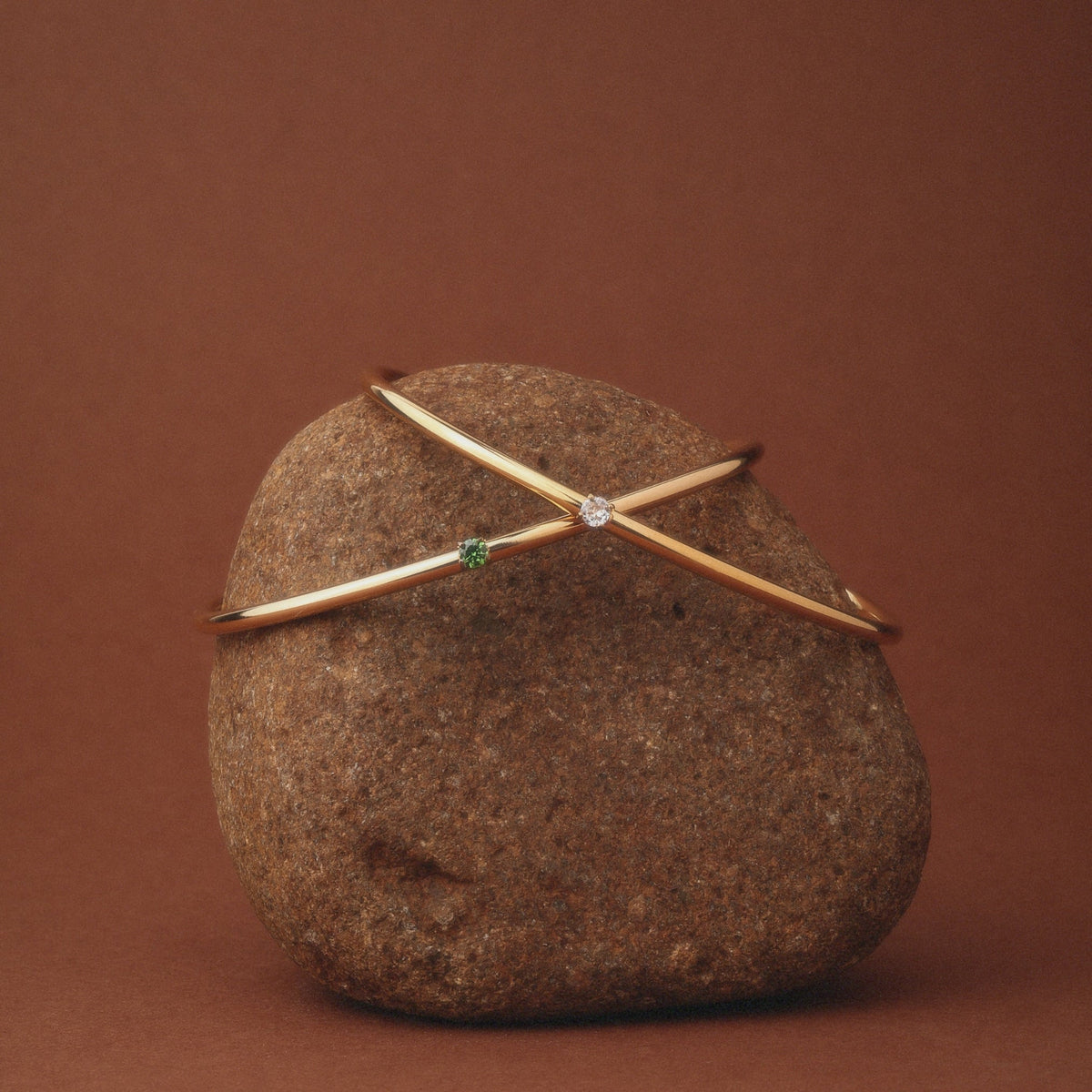 Gold Single Stone Cuff