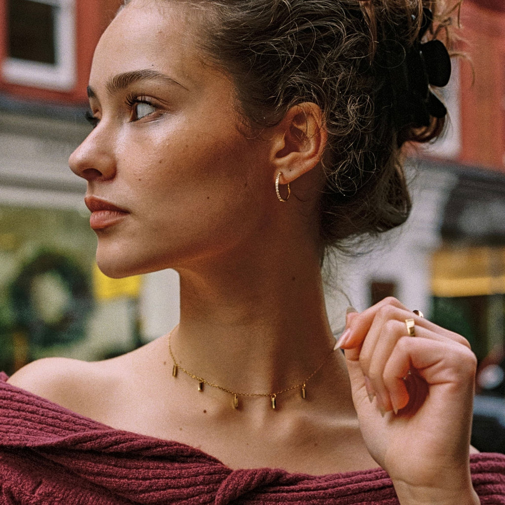 Golden Pave Hoops