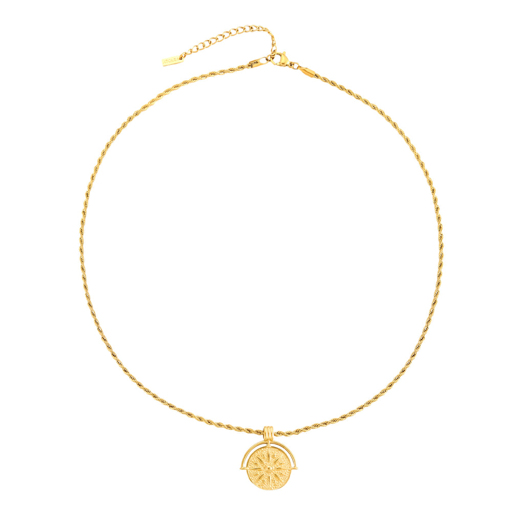 Golden Sun Necklace White Background