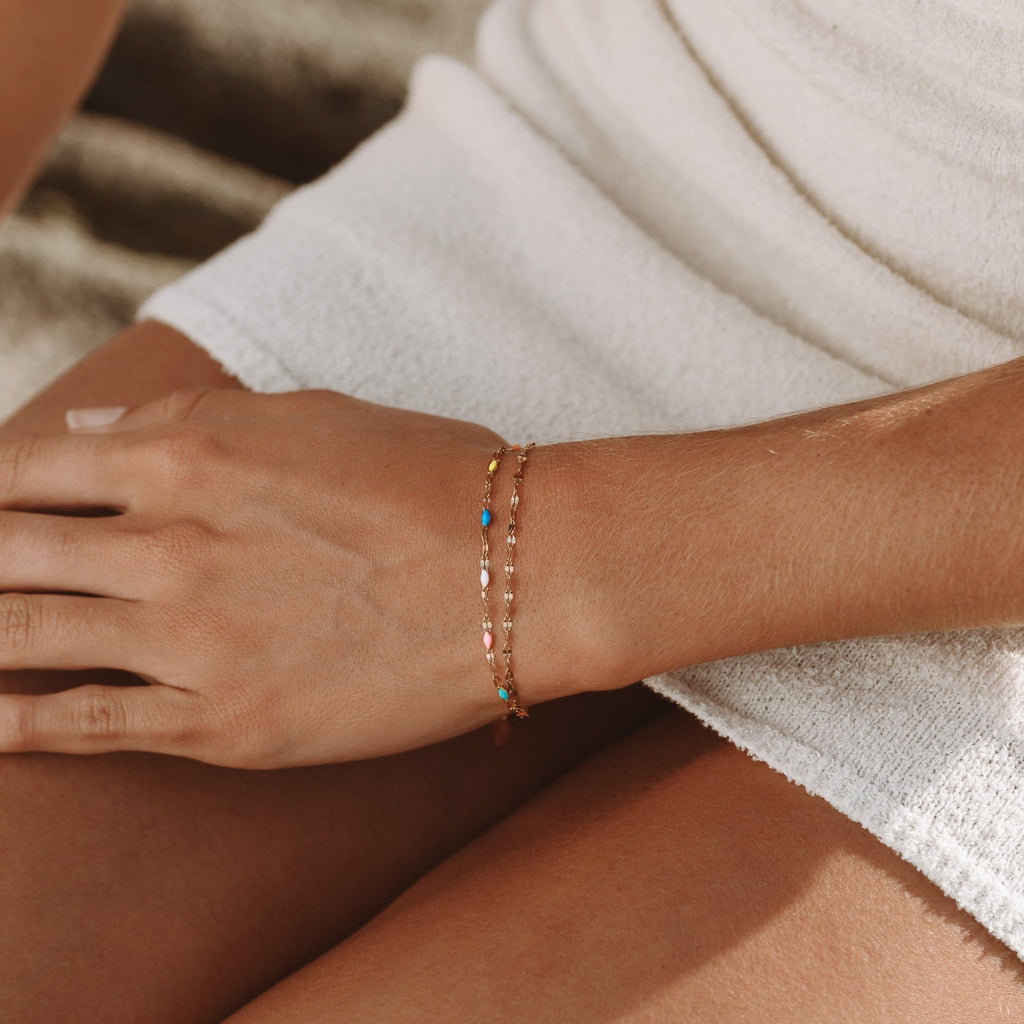 Rainbow Dainty Bracelet Close Up