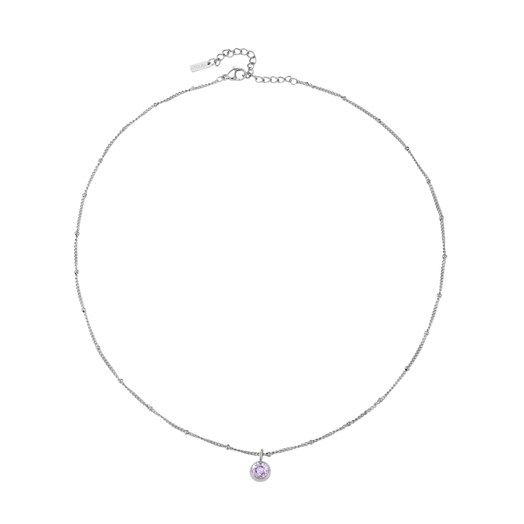 Silver Birthstone Necklace June