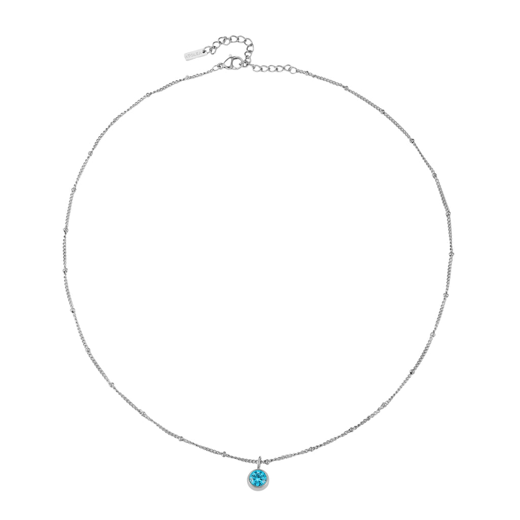 Silver Birthstone Necklace March