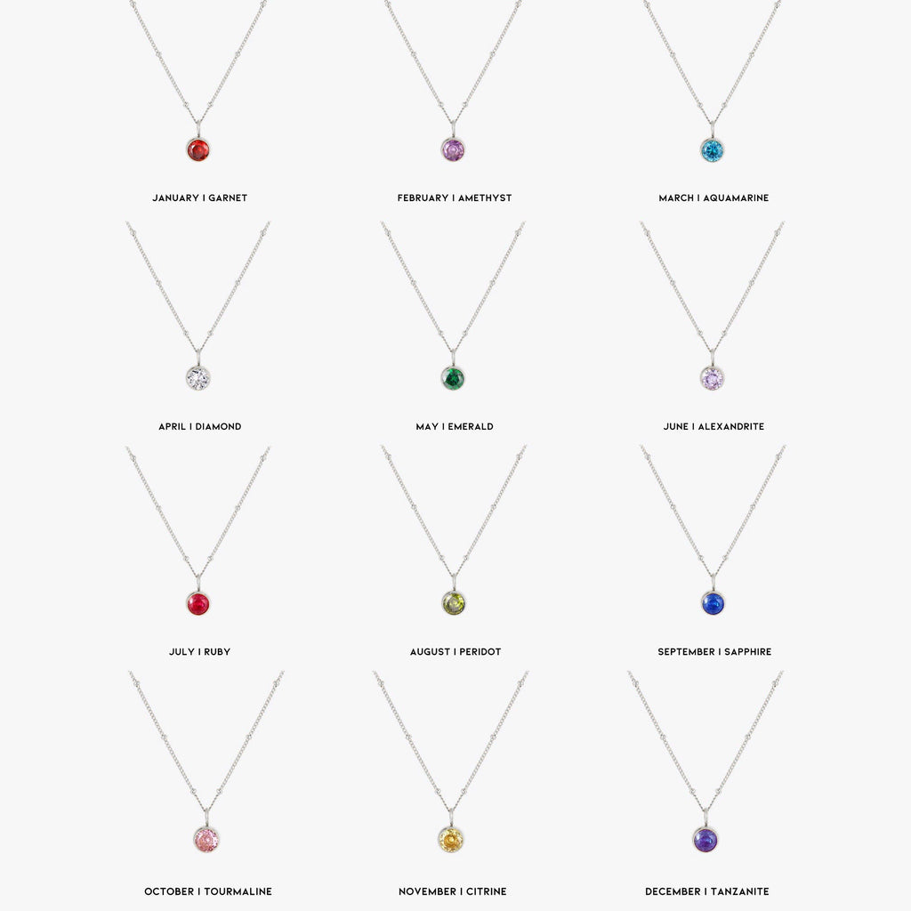 Silver Birthstone Necklace
