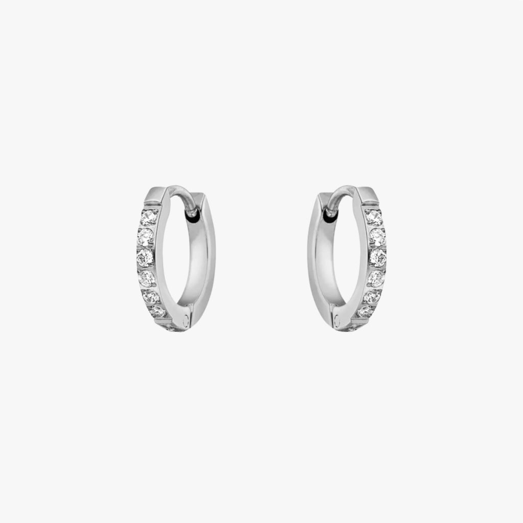 Silver diamond hoops