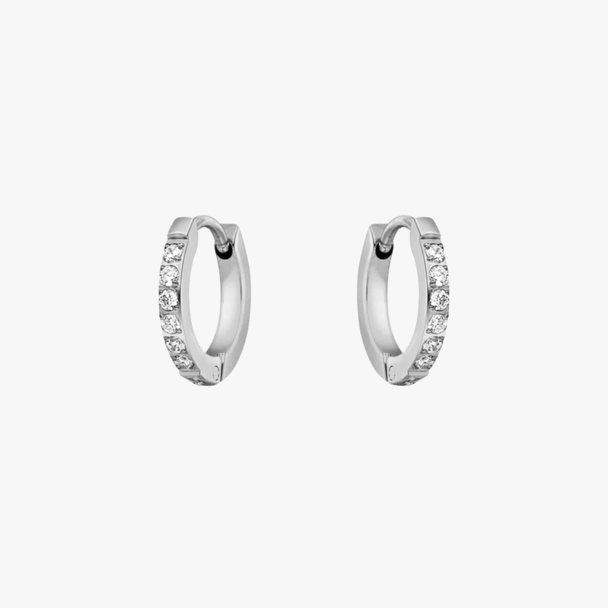Silver diamond hoops