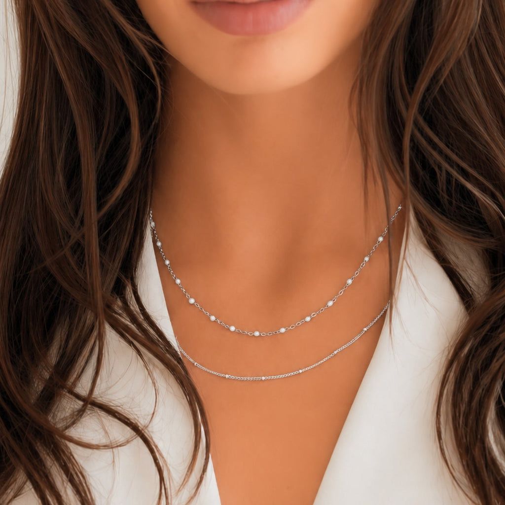 Silver Double Beaded Choker