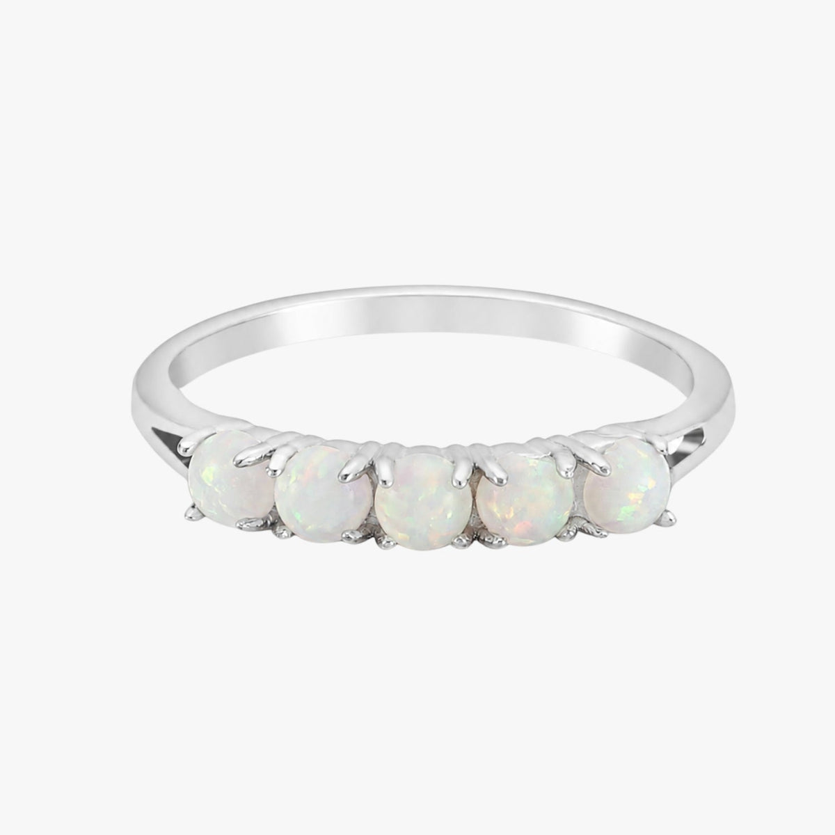 Silver Opal Band Ring
