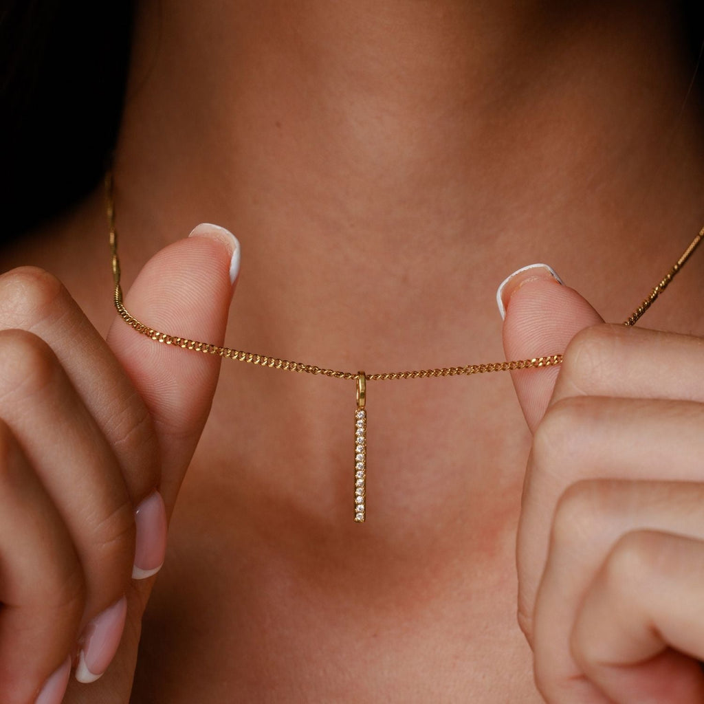 Sparkling Bar Necklace On Model