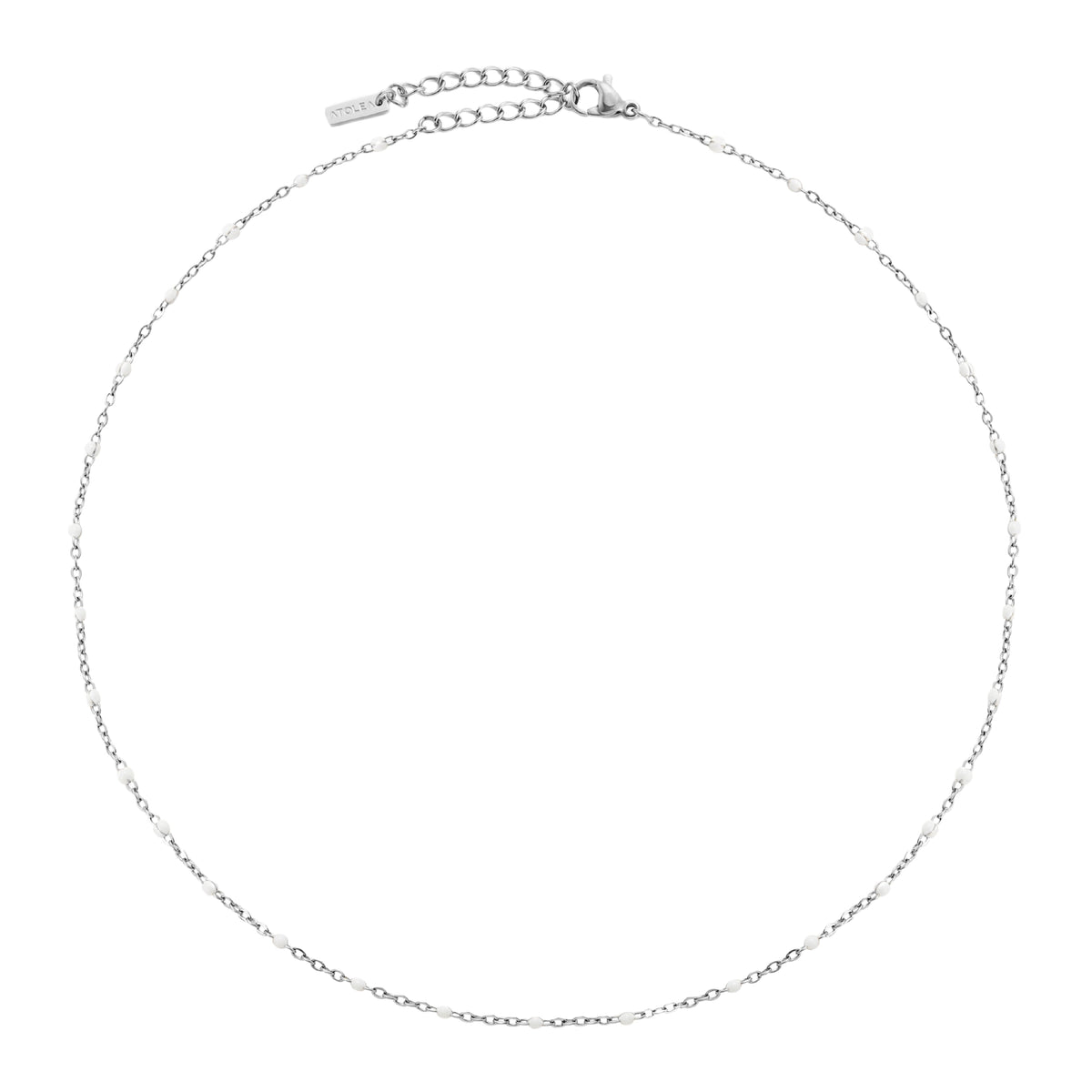 White Beaded Choker Silver